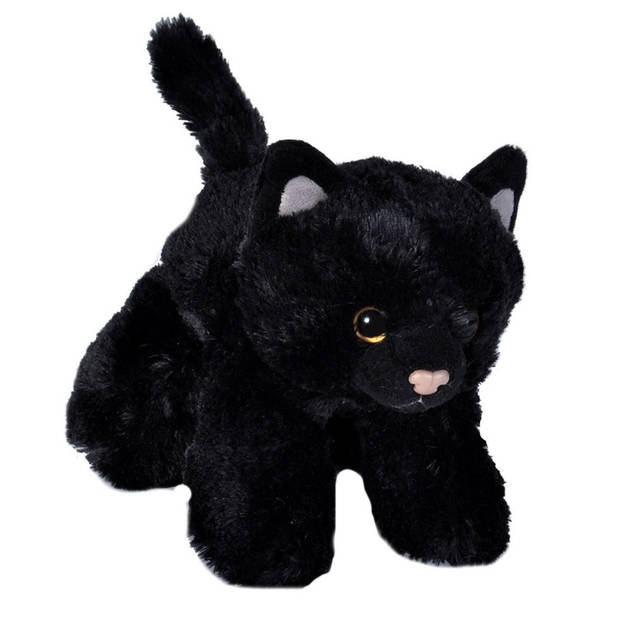 Pluche zwarte kat/poes dierenknuffel 18 cm - Knuffel huisdieren