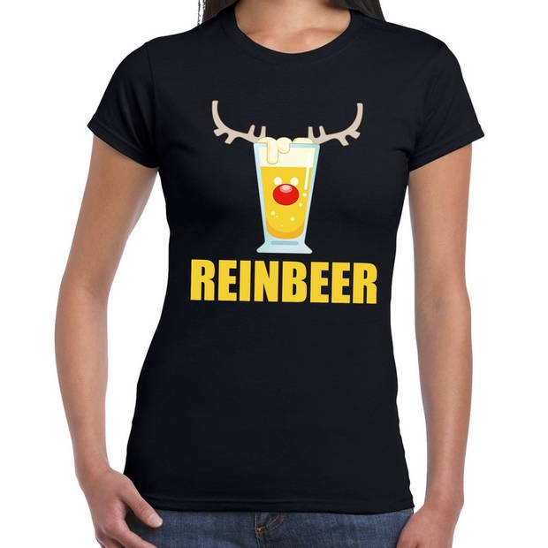 Foute Kerstborrel T Shirt Zwart Reinbeer Dames L Kerst T Shirts Blokker