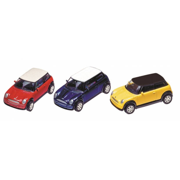 Model auto Mini Cooper 7 cm geel - Speelgoed auto's