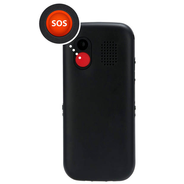Eenvoudige mobiele telefoon voor senioren met fototoetsen en SOS paniekknop Fysic Zwart