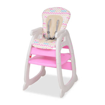 The Living Store Kinderstoel - 3-in-1 verstelbaar met blad - roze en wit - 72 x 62.5 x 106 cm
