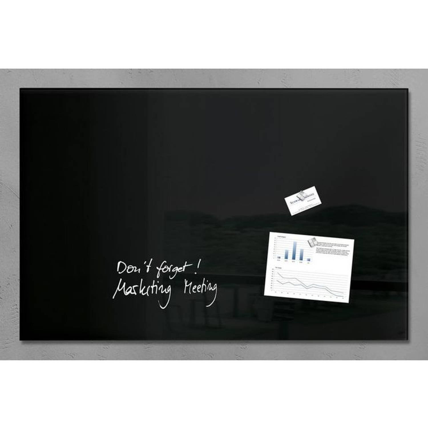 Glasbord Sigel magnetisch 1000x650x15mm zwart