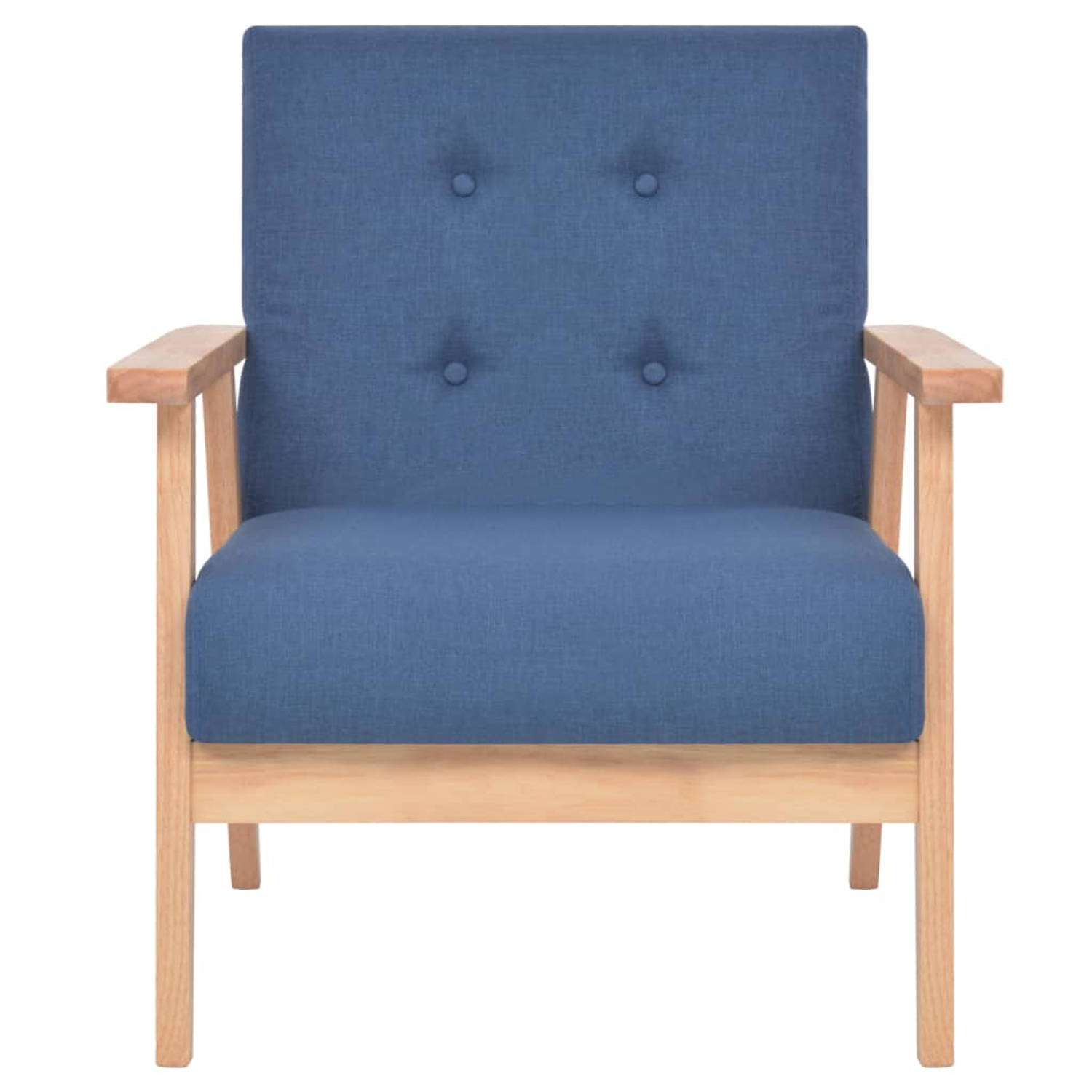 The Living Store Fauteuil stof blauw - Fauteuil