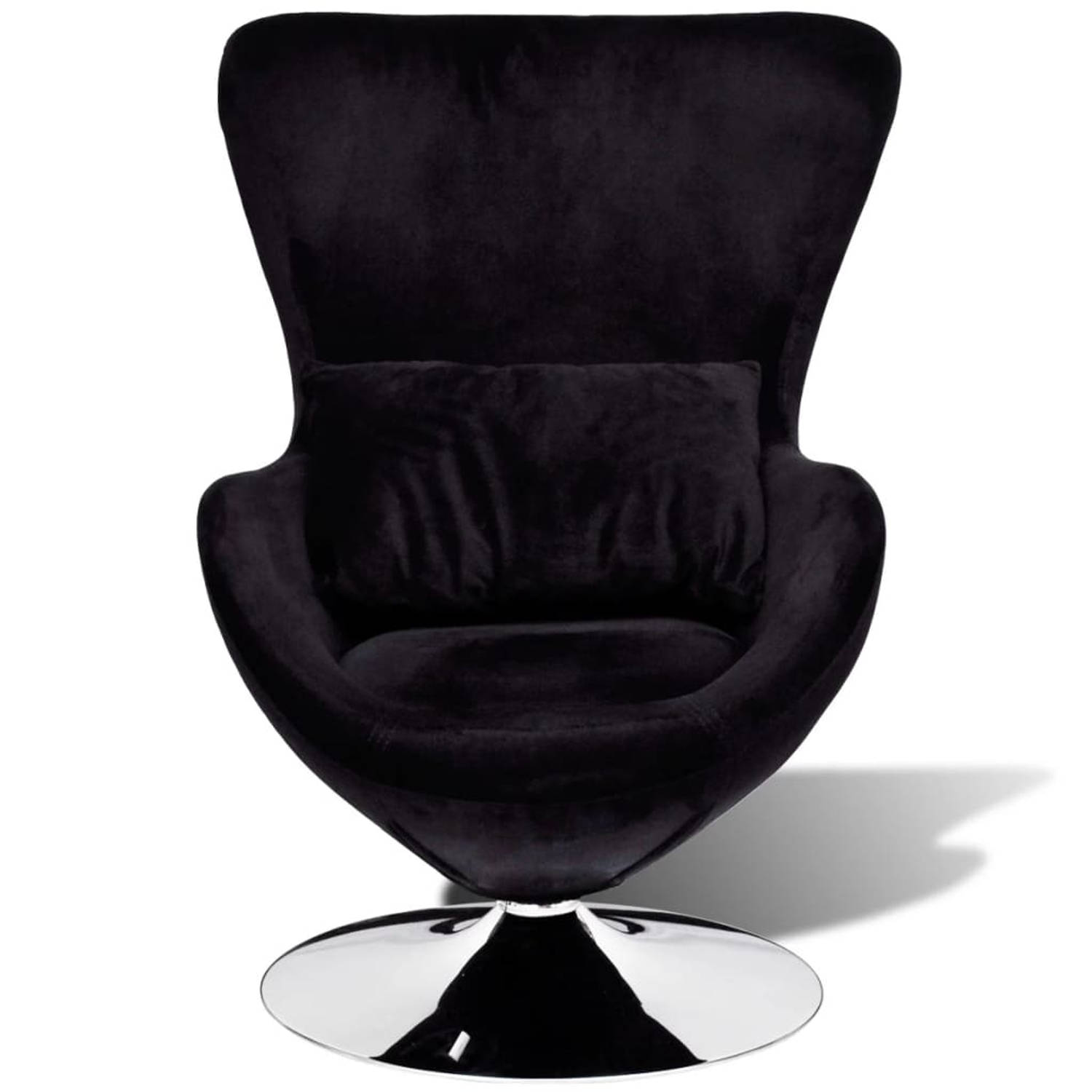 The Living Store Fauteuil eivormig zwart - Fauteuil