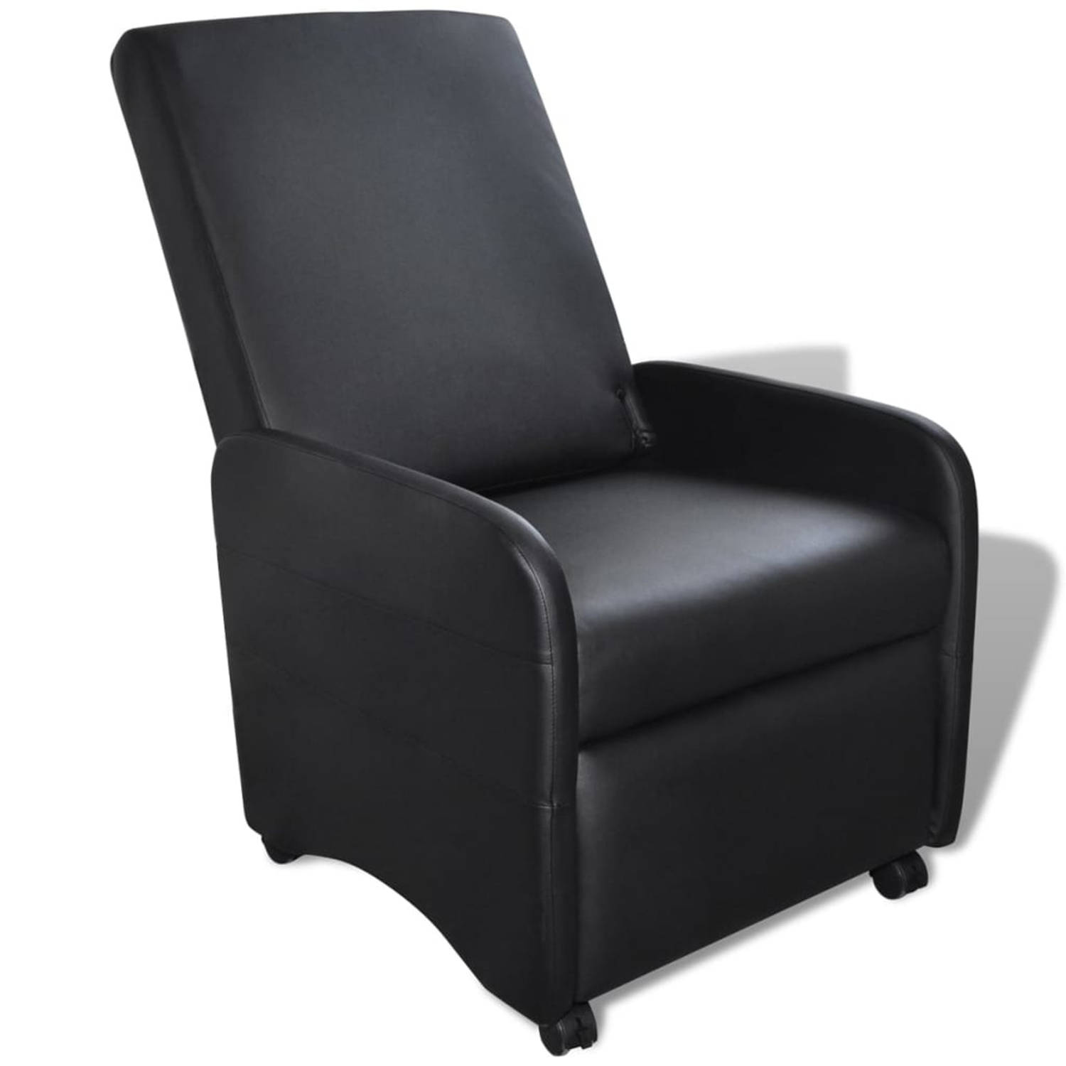 vidaXL Inklapbare fauteuil van kunstleer (zwart)