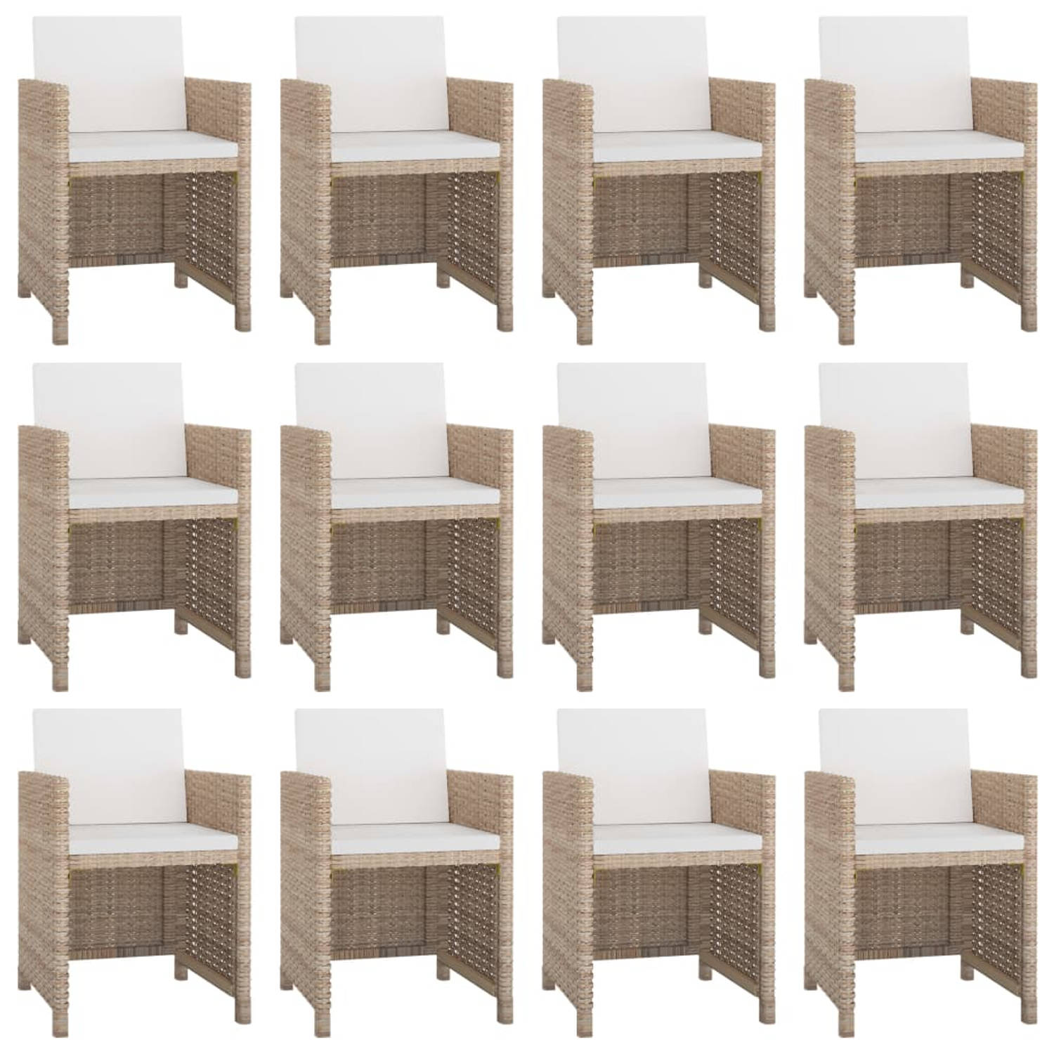 The Living Store-13-delige-Tuinset-met-kussens-poly-rattan-beige - Tuinset