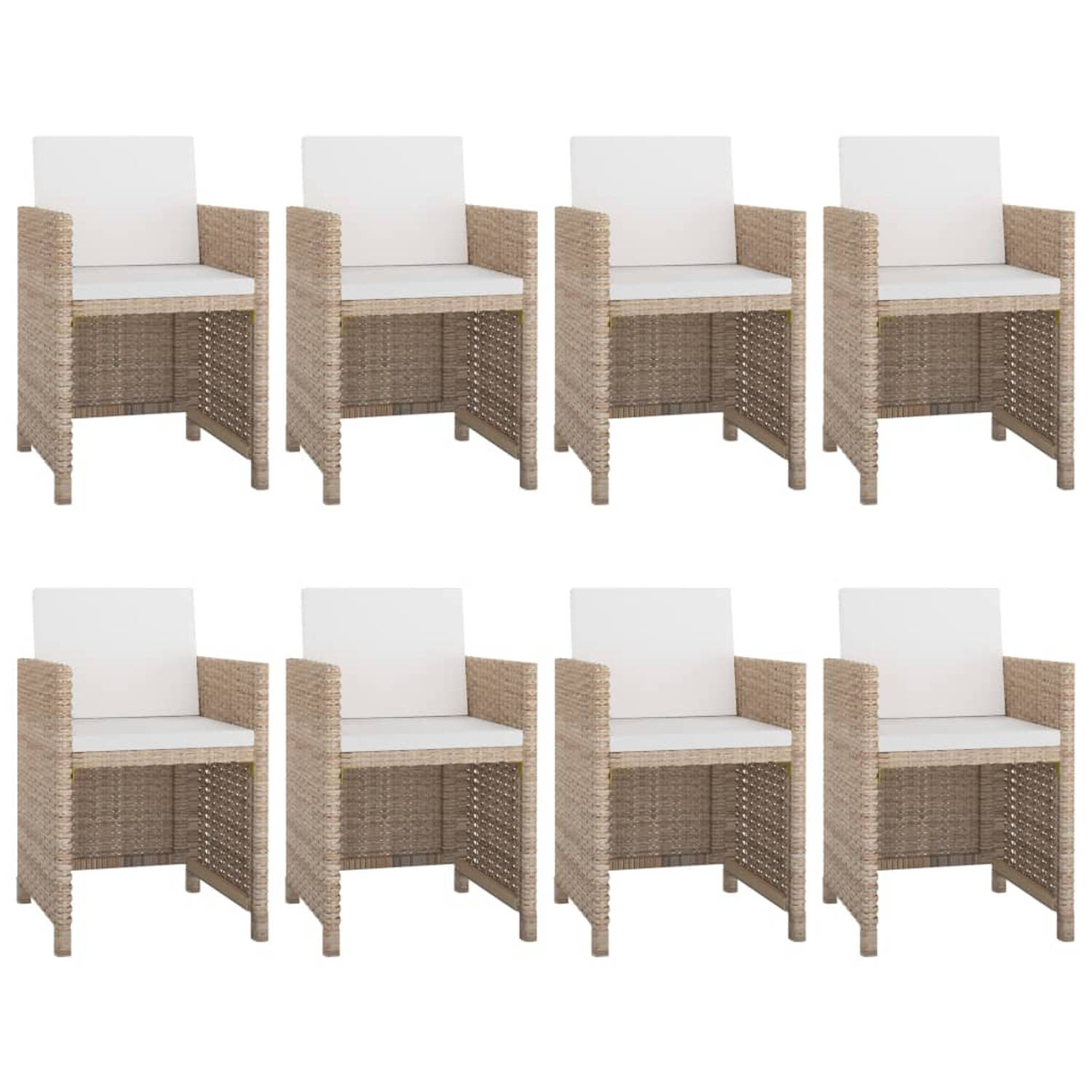 The Living Store-9-delige-Tuinset-met-kussens-poly-rattan-beige - Tuinset