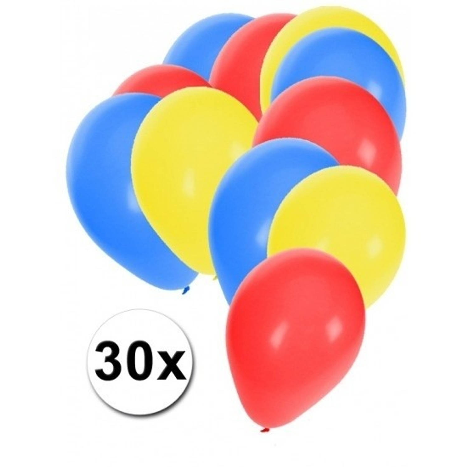 Ballonnen blauw rood en geel - Ballonnen