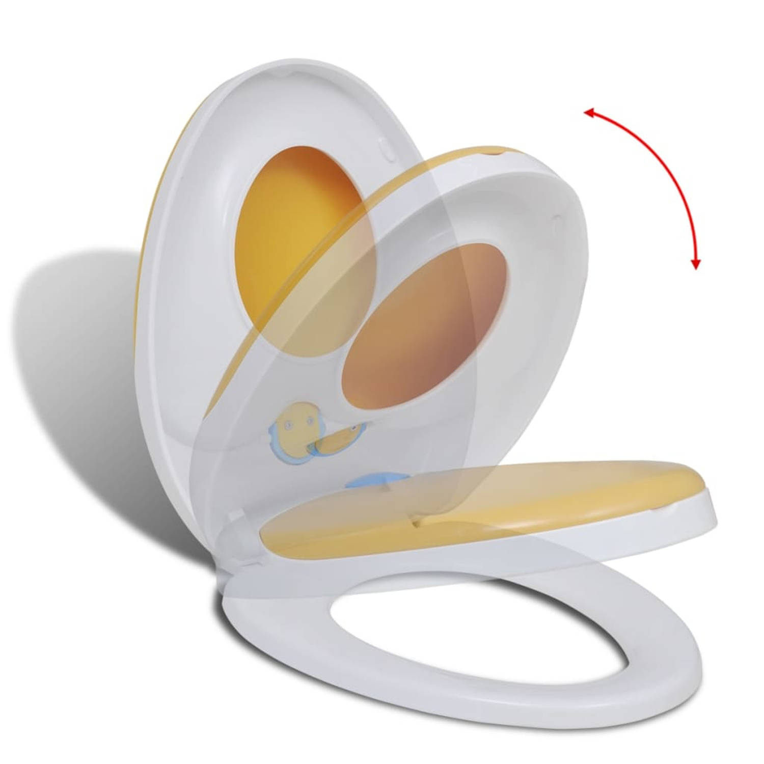 vidaXL Toiletbril soft-close volwassenen-kinderen wit & geel