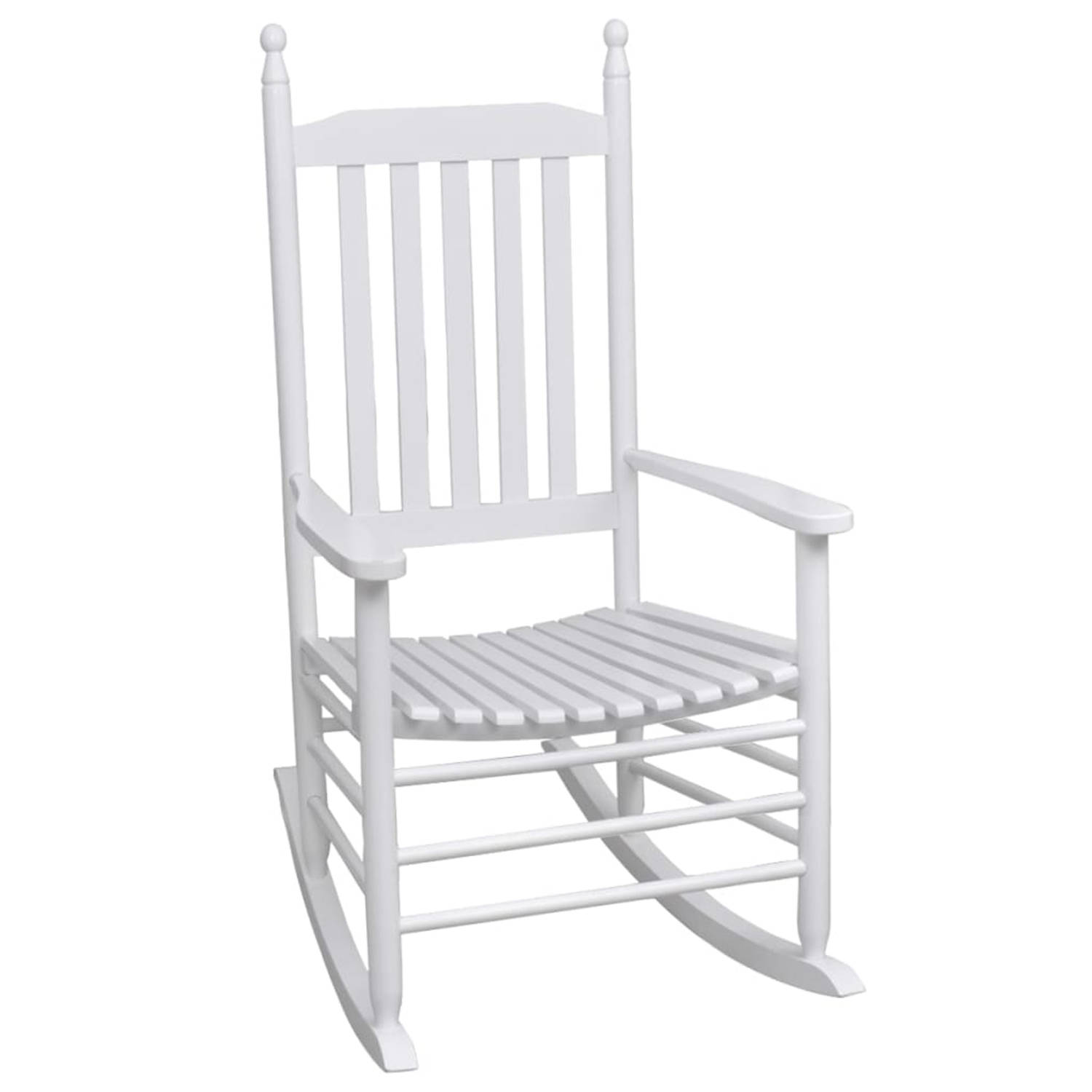 vidaXL Houten schommelstoel wit met gebogen zitvlak