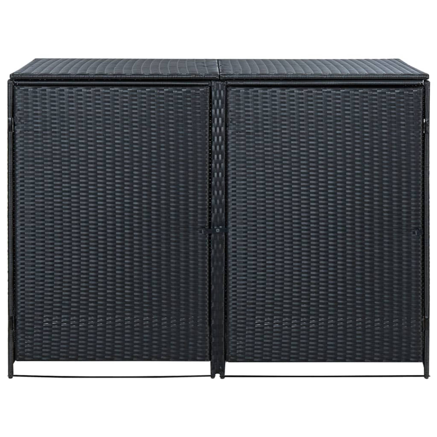 The Living Store Containerberging dubbel 148x80x111 cm poly rattan zwart - Tuinhuisje