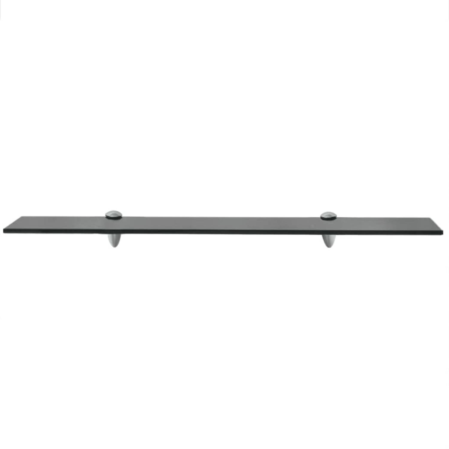 The Living Store zwevend wandplank - zwart 70 x 10 cm - gehard veiligheidsglas - 10 kg draagvermogen