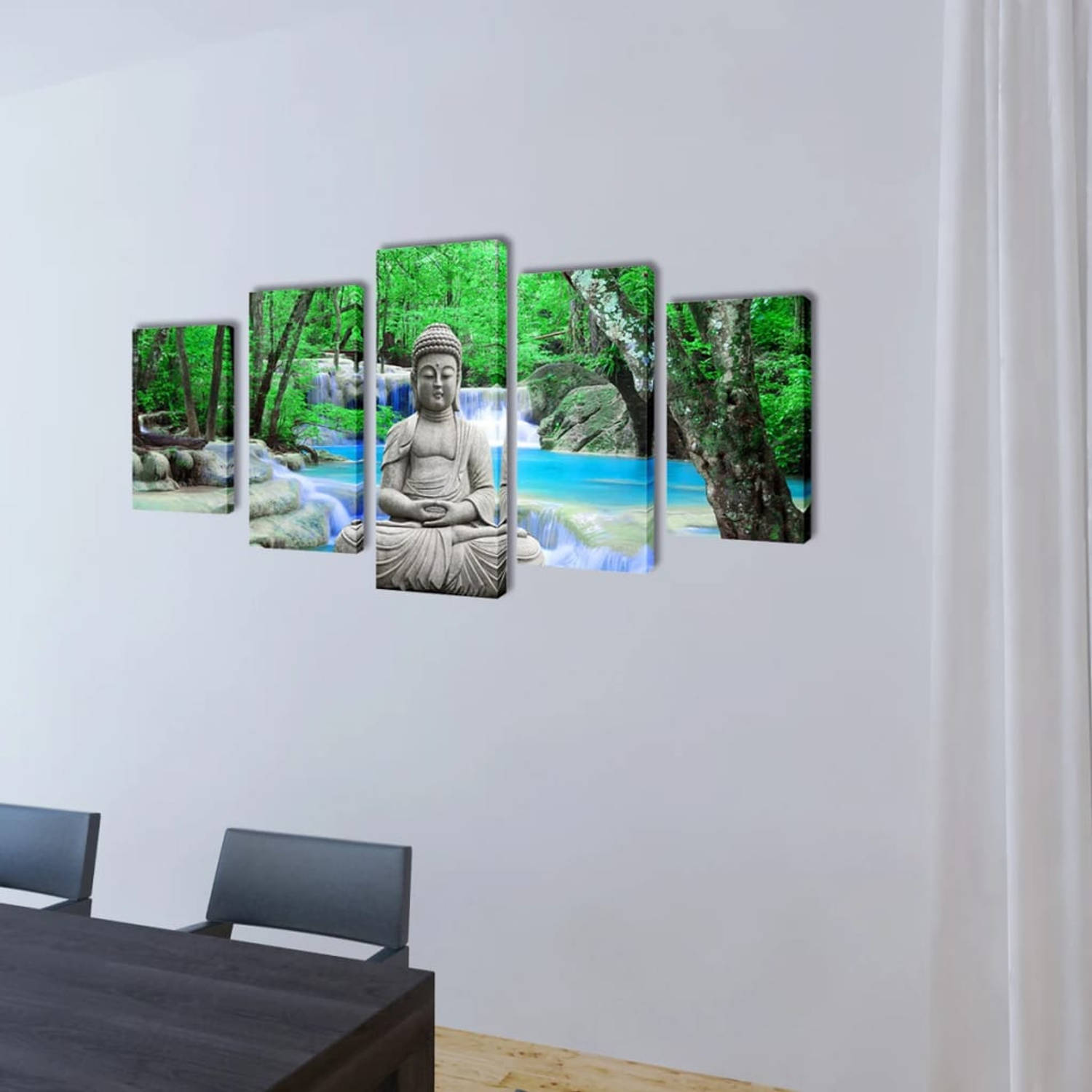 The Living Store Canvas 5-panelen set - 200 x 100 cm - Waterdicht - Buddha print