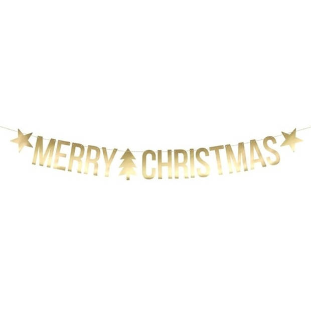 Merry kerst feest/party banner letterslinger versiering karton 175 cm - Feestslingers | Blokker