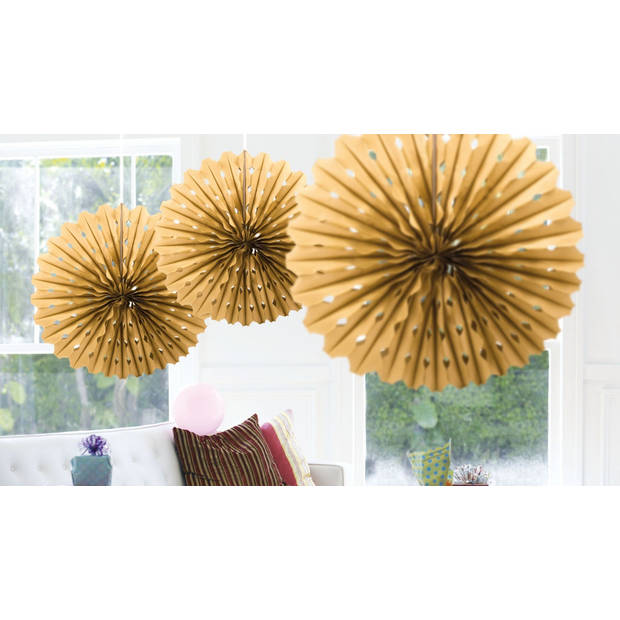 Honeycomb waaiers goud 45 cm - Hangdecoratie
