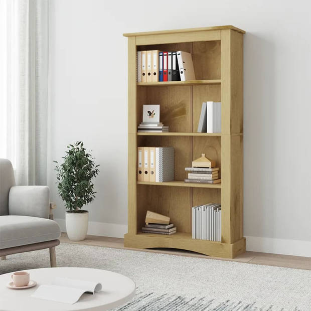 The Living Store Boekenkast Corona - 81 x 29 x 150 cm - Massief gewaxt grenenhout