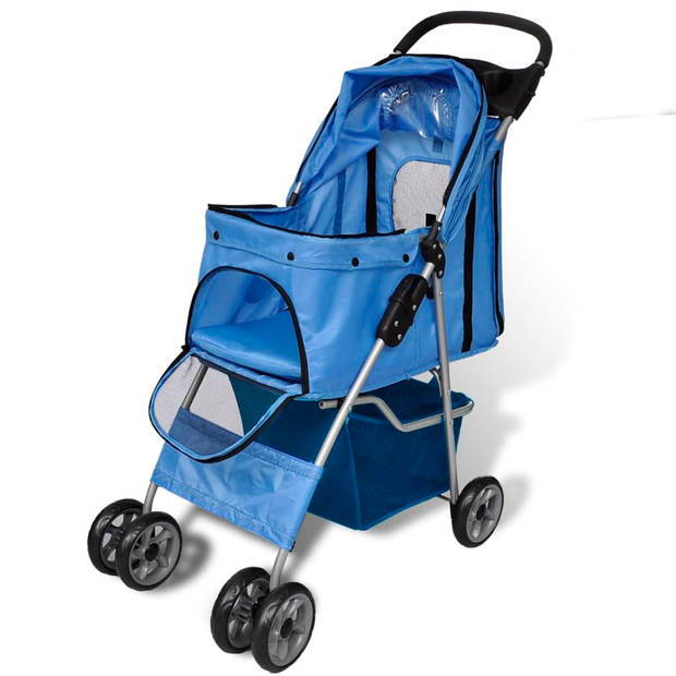 The Living Store Huisdierenbuggy - Blauw - 37 x 80 x 99 - Waterafstotend en scheur- en weerbestendig