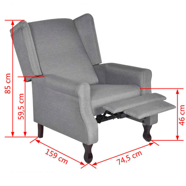 vidaXL Fauteuil stof grijs