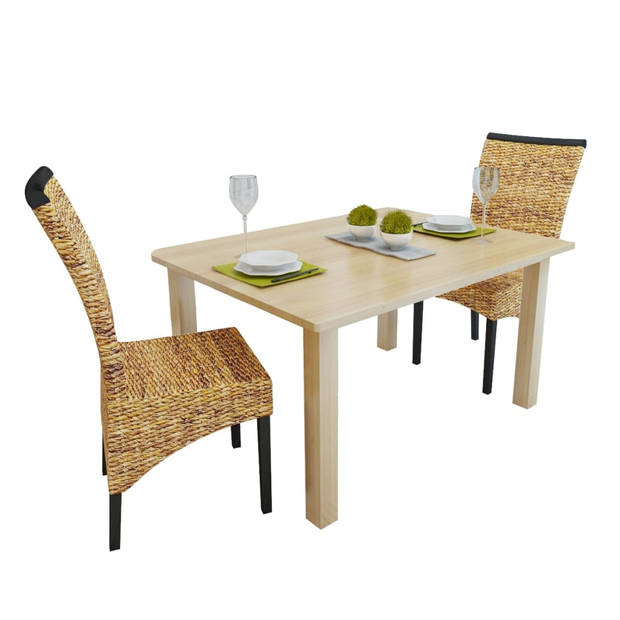 The Living Store Stoelen - Handgemaakt - Abaca Geweven - Set van 2 - 47x50x97 cm - Bruin