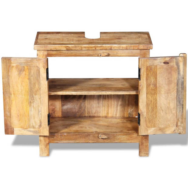 The Living Store Badkamerset - vintage hout - wastafelkast 60cm - spiegel 45x55cm - massief mangohout