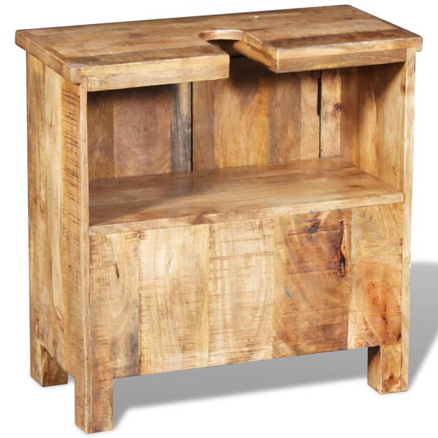 The Living Store Badkamerset - vintage hout - wastafelkast 60cm - spiegel 45x55cm - massief mangohout