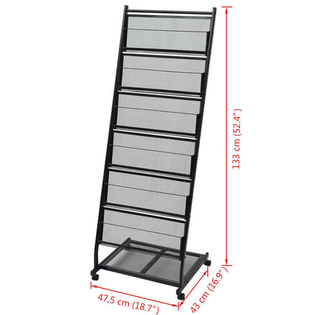 vidaXL Tijdschriftenrek zwart 47,5x43x133 cm A4