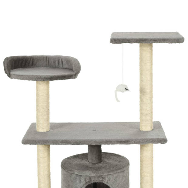 The Living Store Kattenboom - Grijs - 70 x 45 x 95 cm - Met huisje en speeltje
