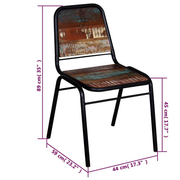 vidaXL Eetkamerstoelen 2 st massief gerecycled hout