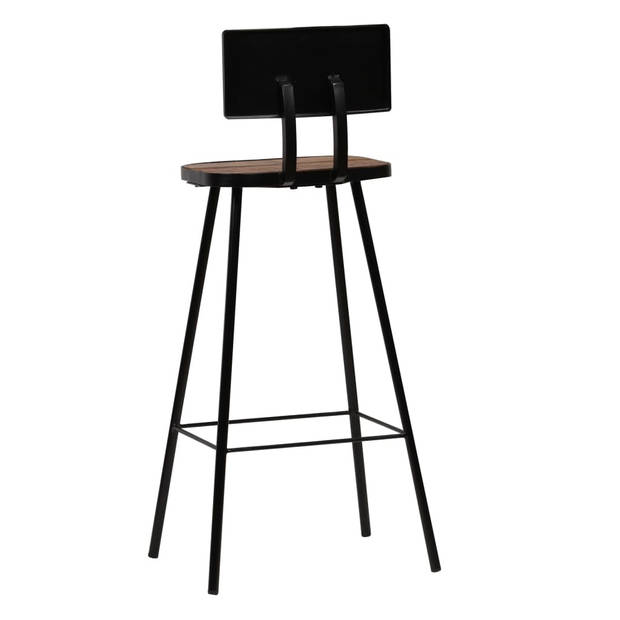 The Living Store Barstoelen - gerecycled hout - 45 x 36 x 99 cm - stalen frame