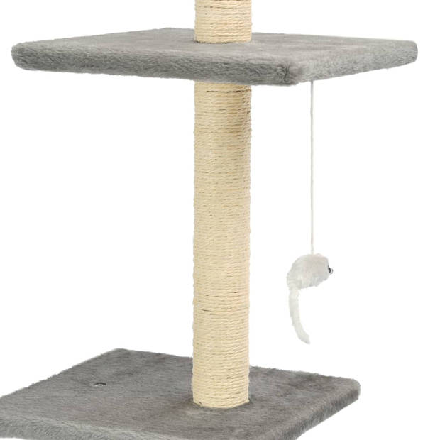 The Living Store Kattenboom - Grijs - 70 x 58 x 260 cm - Met huisje - tunnels - krabpalen en platformen