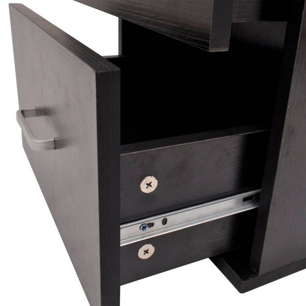 The Living Store Black Bathroom Furniture Set - 1 Wall-mounted Vanity Cabinet - 2 Wall Cabinets - 2 Mirrors - 2