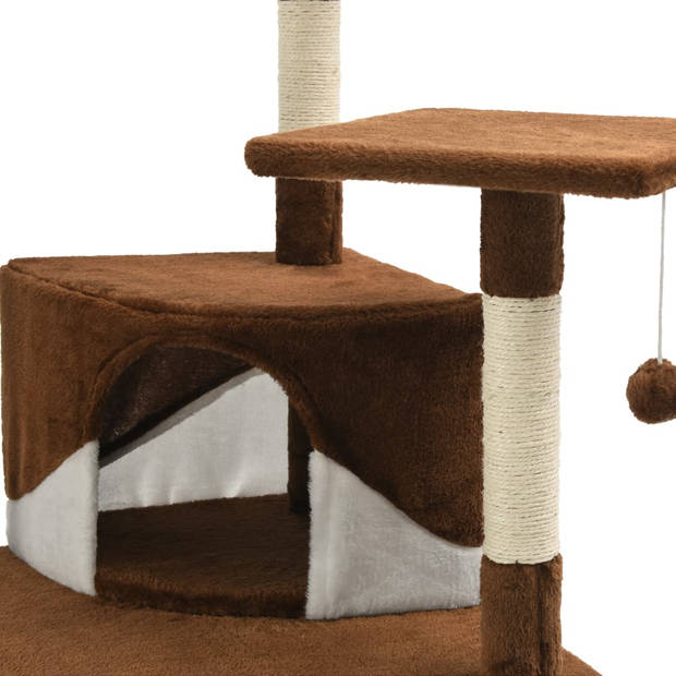The Living Store Kattenboom - Luxe speelcentrum voor katten - 103 x 77 x 203 cm - bruin/wit