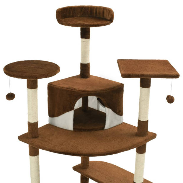 The Living Store Kattenboom - Luxe speelcentrum voor katten - 103 x 77 x 203 cm - bruin/wit