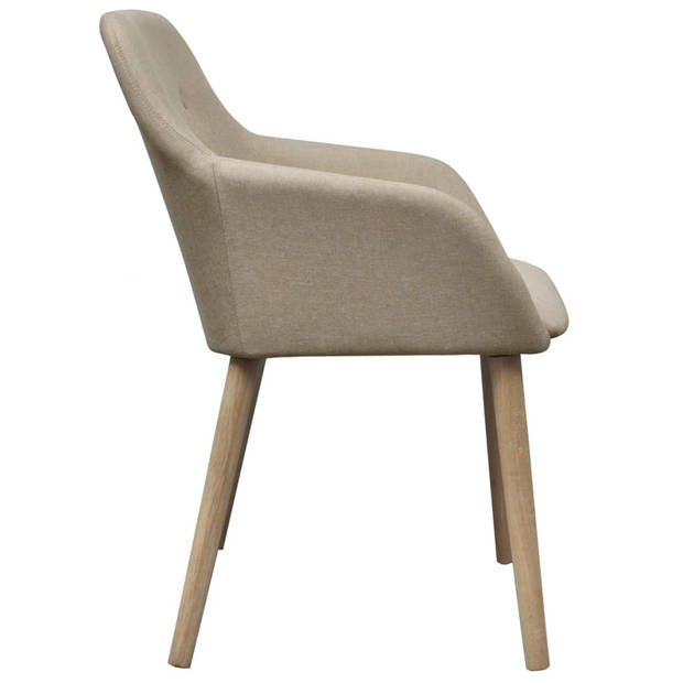 The Living Store Eetkamerstoelen - Set van 2 - Beige - 52 x 57 x 76.5 cm - Stof en massief eikenhout