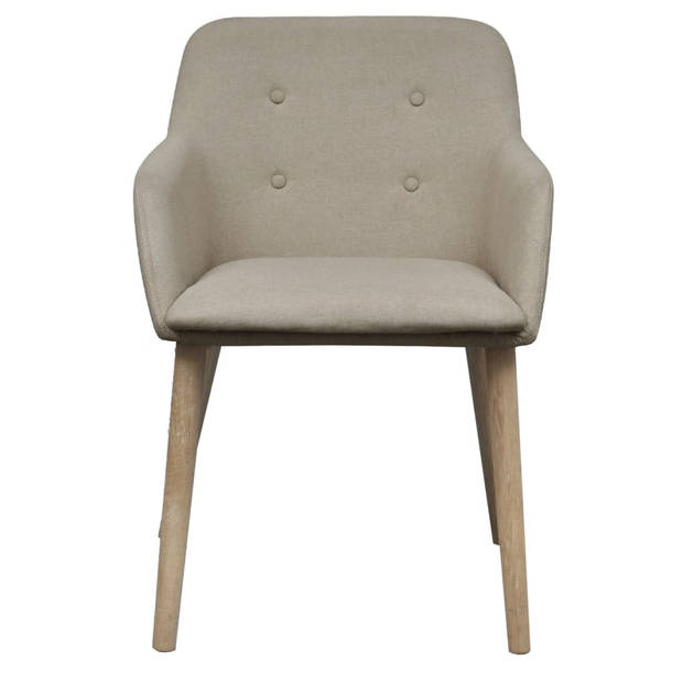 vidaXL Eetkamerstoelen 4 st stof en massief eikenhout beige