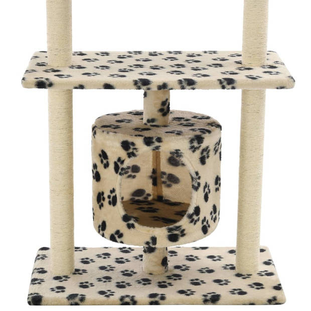 The Living Store Kattenboom - Beige - 70 x 45 x 95 cm - Met huisje - speeltje - krabpalen en platformen