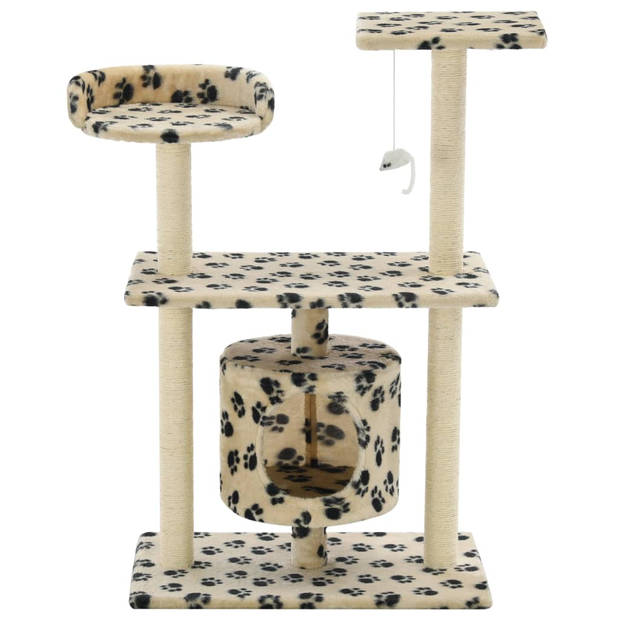 The Living Store Kattenboom - Beige - 70 x 45 x 95 cm - Met huisje - speeltje - krabpalen en platformen