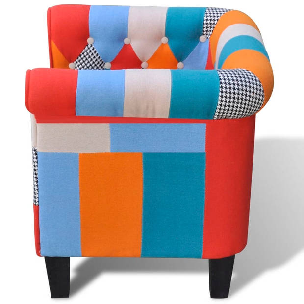 The Living Store Patchwork Fauteuil - Polyester - 68.5x60.5x65cm - Multiplex Frame