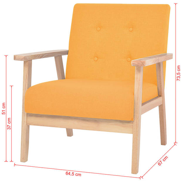 The Living Store Fauteuil Comfort - Polyester - 64.5 x 67 x 73.5 cm - Geel