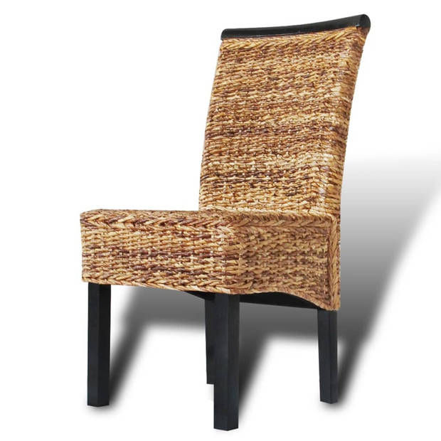 The Living Store Abaca Geweven Stoelen - Set van 4 - 47 x 50 x 97 cm - Bruin