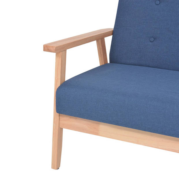 The Living Store Bankenset The Living Store - Comfort - Fauteuil en 2-zitsbank - Blauw - Houten frame - Polyester