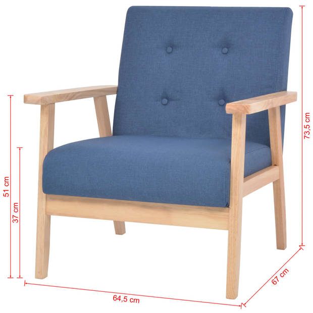 The Living Store Fauteuil - Comfortabele zithoek - Blauw - 64.5 x 67 x 73.5 cm - Polyester