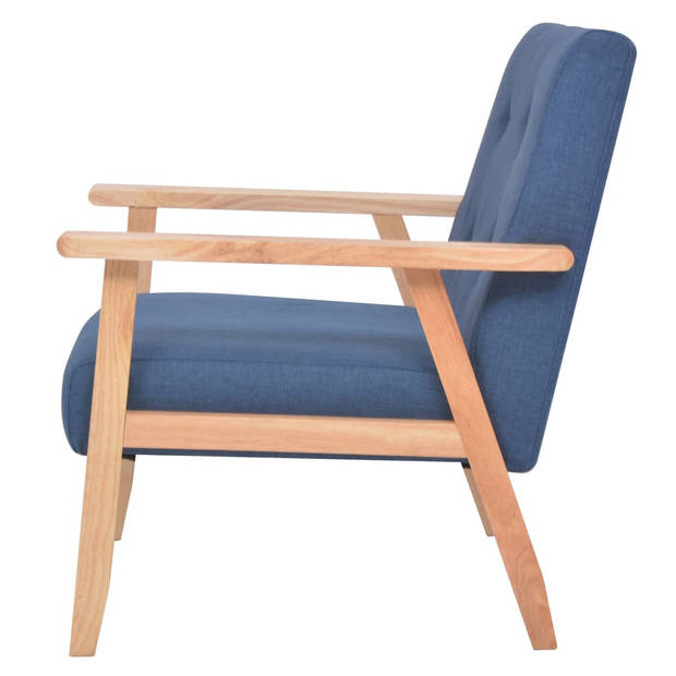 The Living Store Fauteuil - Comfortabele zithoek - Blauw - 64.5 x 67 x 73.5 cm - Polyester