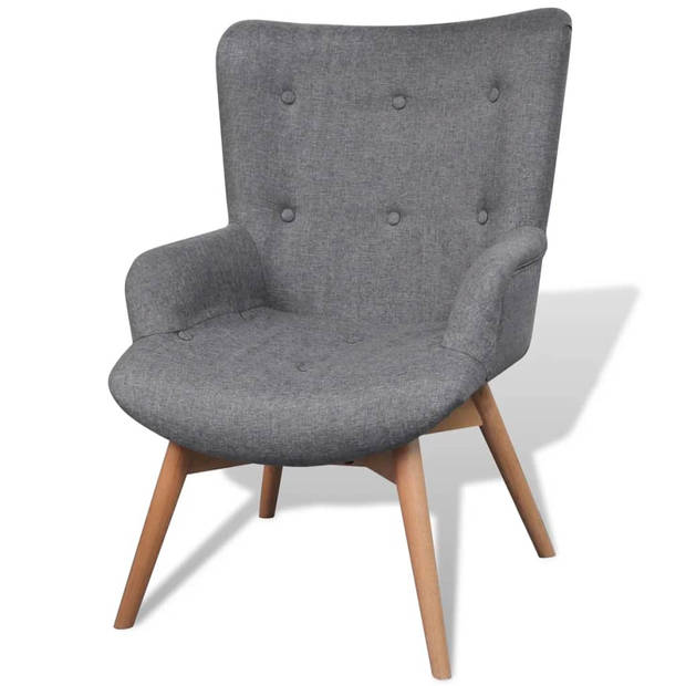 vidaXL Fauteuil met voetenbankje grijs stof