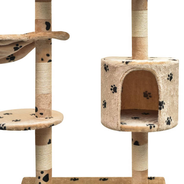 The Living Store Kattenboom - Beige - 96x35x125 cm - Met huisje - hangmat - krabpalen en speeltjes