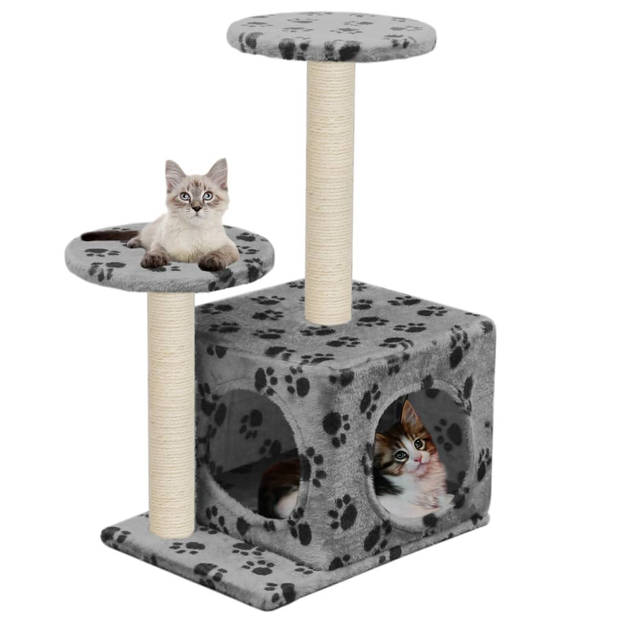 The Living Store Kattenboom - Krabpaal met huisje en platformen - 40 x 30 x 60 cm