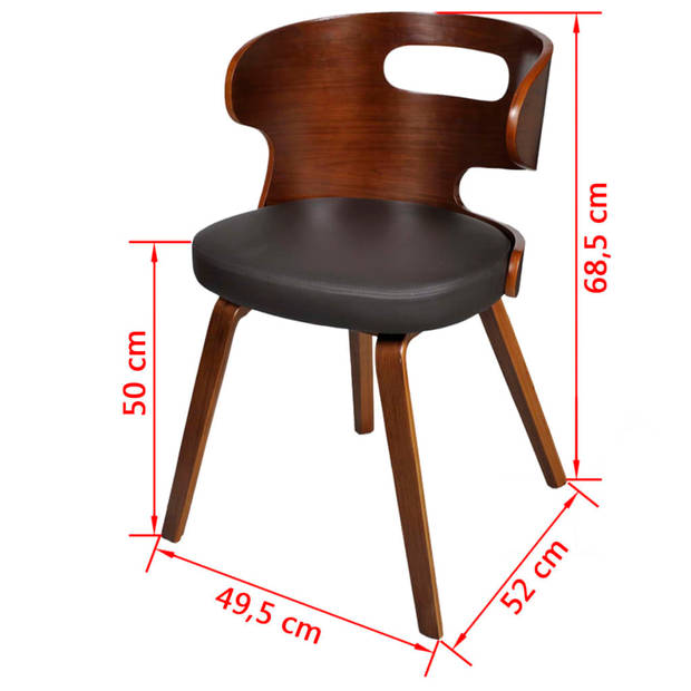 The Living Store Eetkamerstoelen - Leer-composiet - Set van 6 stuks - 49.5 x 52 x 68.5 cm