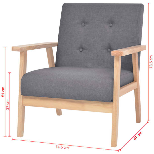 The Living Store Fauteuil Comfort - Fauteuils - 64.5 x 67 x 73.5 cm - Donkergrijs