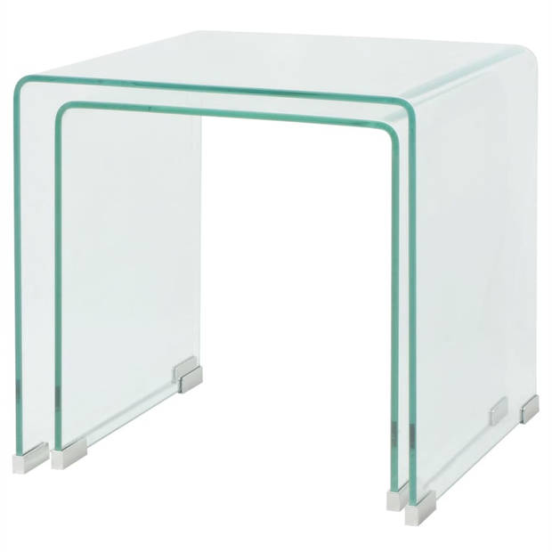 vidaXL Bijzettafel set 2-dlg transparant gehard glas