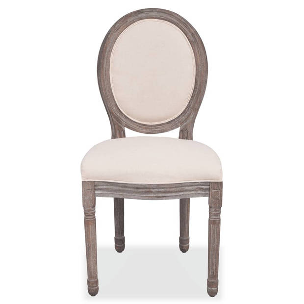 The Living Store Linnen Eetkamerstoelen - Set van 6 - Crème - 50 x 56 x 95.5 cm